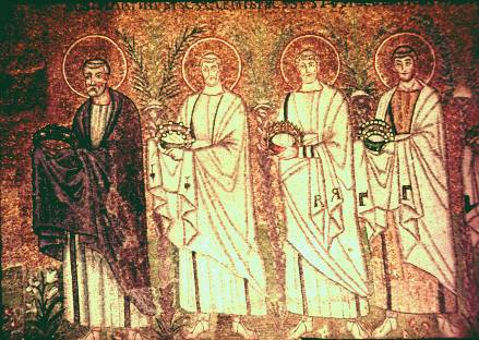 En martyrprocession (mosaik fra Ravenna)